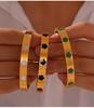 Elegant Gold-Plated Titanium Steel Bracelet with White Shell Flower and Geometric Acrylic Inlay
