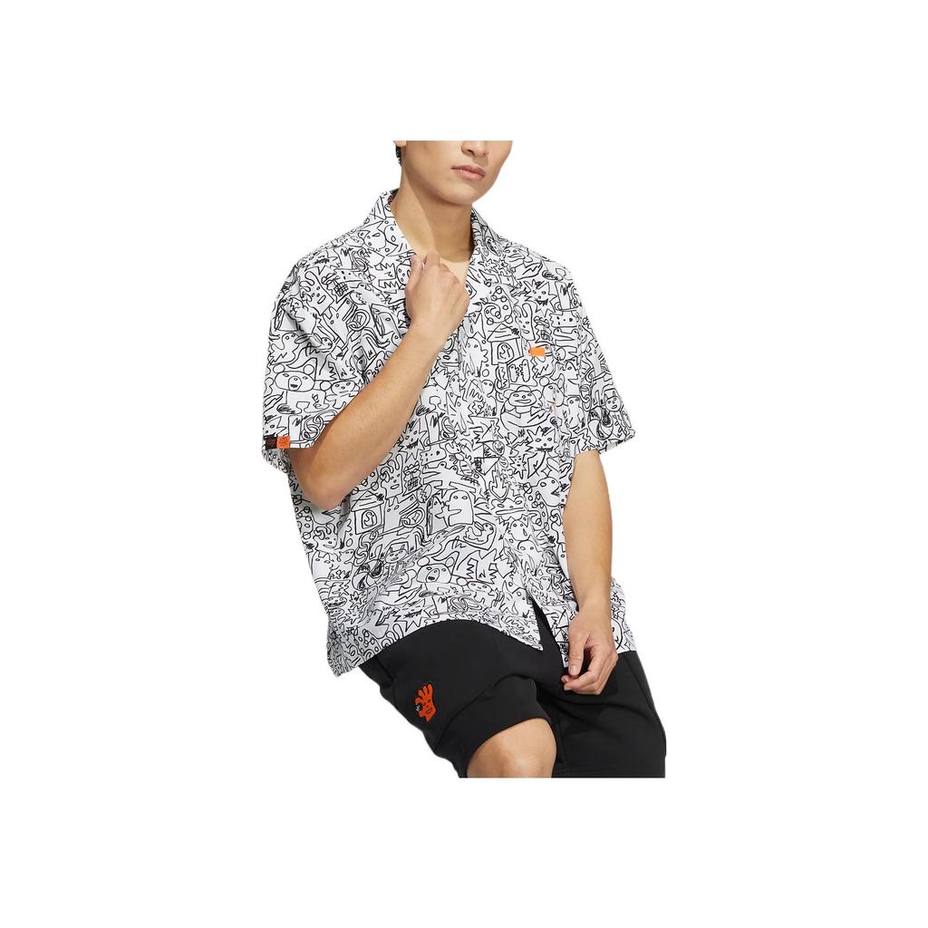 Adidas Originals Trefoil SS22 Printed Casual Short-Sleeve Shirt Men Tops White HR6450