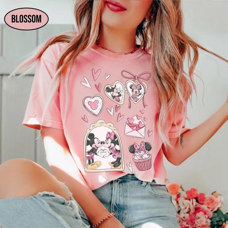 

2026 Summer valentine Mickey Graphic Tshirt Unisex Unisex Fashion Cotton Quality Casual Loose Short Sleeve Classic Unisex S