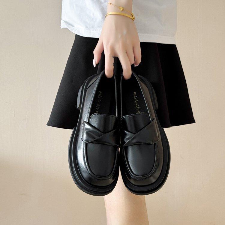 

Soft leather version~ platform loafers women s 2025 new autumn single shoes women s versatile one-pedal British style small leather shoes 35