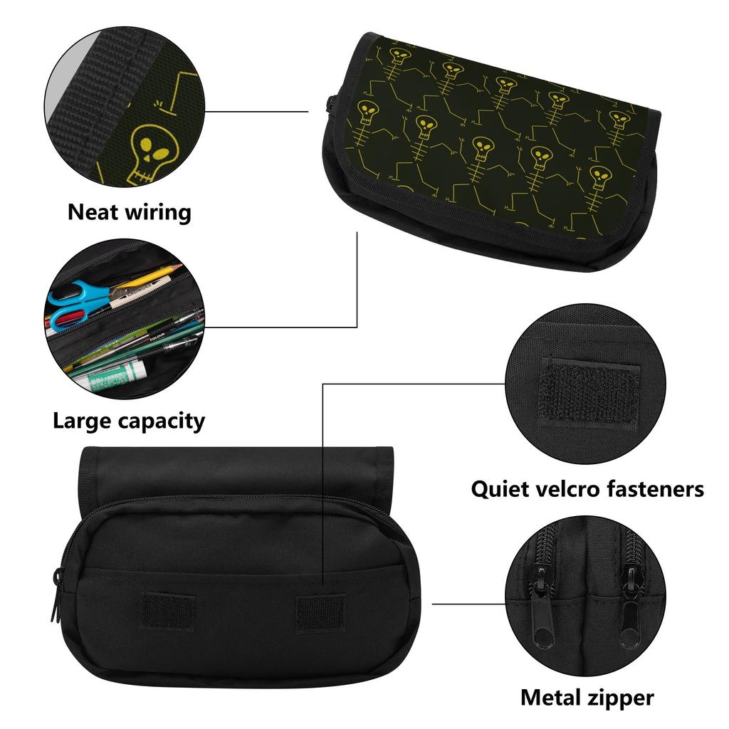Pen Case Two Compartment Zipper Closure Wear Resistant Polyester with Double Compartments for School Office Travel for Students