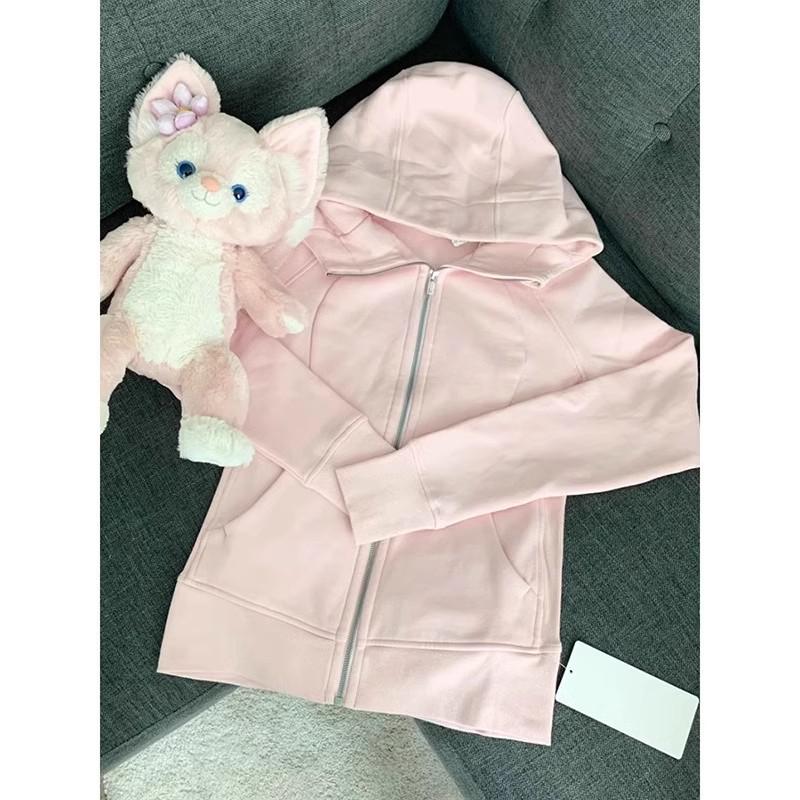 Women's Pink Slim-Fit Hooded Cardigan - Dopamine Korean Style Autumn Fashion 2025.
