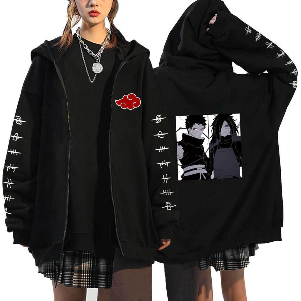 Naruto Men's Cardigan Hooded Sweatshirt Uchiha Itachi Anime Men Women Streetwear Harajuku Akatsuki Hoodies Sweatshirt Clothes