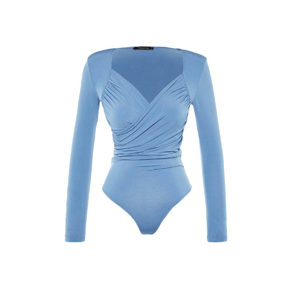 Schwarzer, wattierter, drapierter, eng anliegender Strickbody mit flexiblem Druckknopfverschluss Twoaw22bd0156