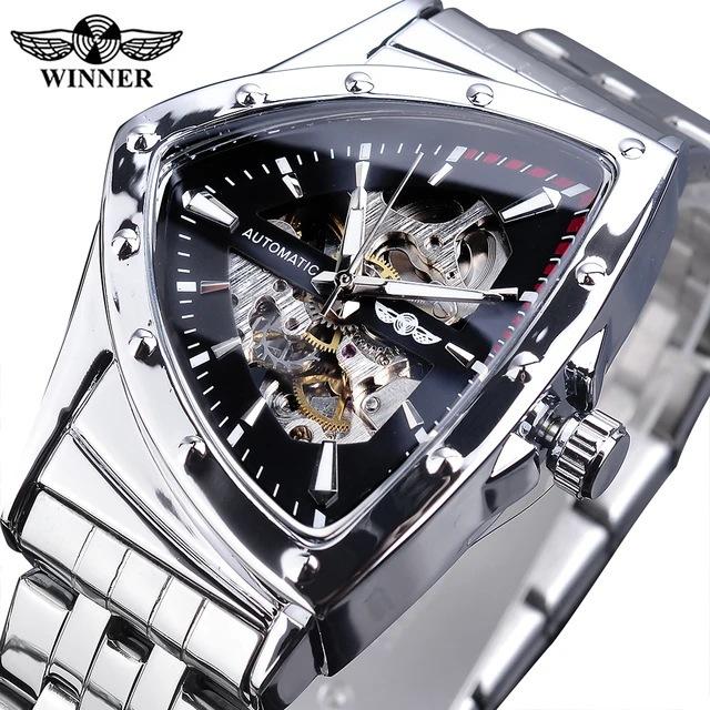 Winner Style Men'S Fashion Casual Hollow Triangle, Automatic Mechanical Watch