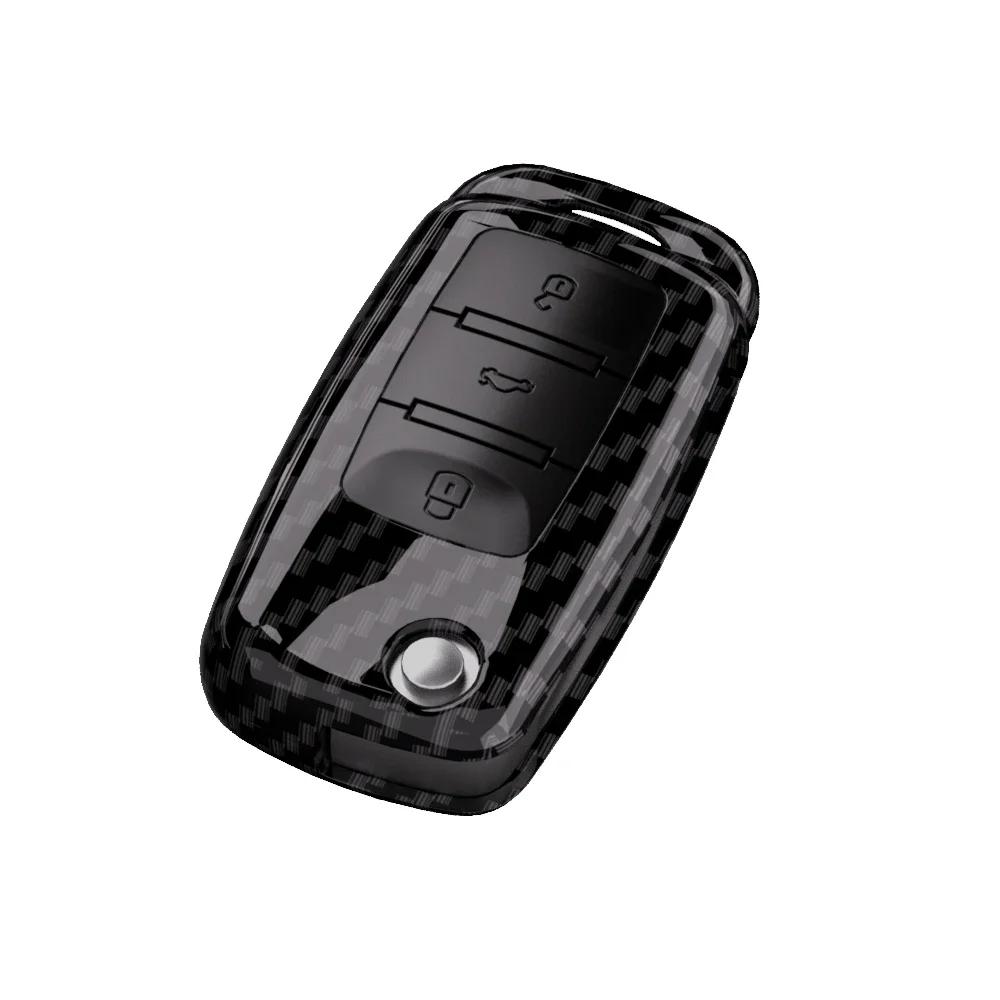 

Чехол для автомобильного ключа из углеродного волокна ABS для VW Volkswagen Polo Tiguan Passat B5 B6 B7 Golf 4 5 6 MK6 Jetta Lavida для Skoda Octavia чёрный