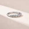 0.7 CTW S925 Sterling Silver Row Moissanite Ring Rhodium & 14K Gold Plated GRA Certified Luxe Wedding or Daily Band