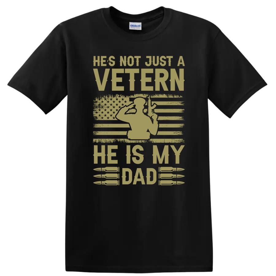 Veteran Salute T Shirt American Flag He Is My Dad Tee Gift for Father