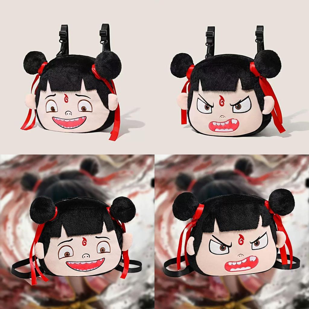 Smile Angry Nezha Expression Plush Backpack Cartoon Single Shoulder Gift Bag