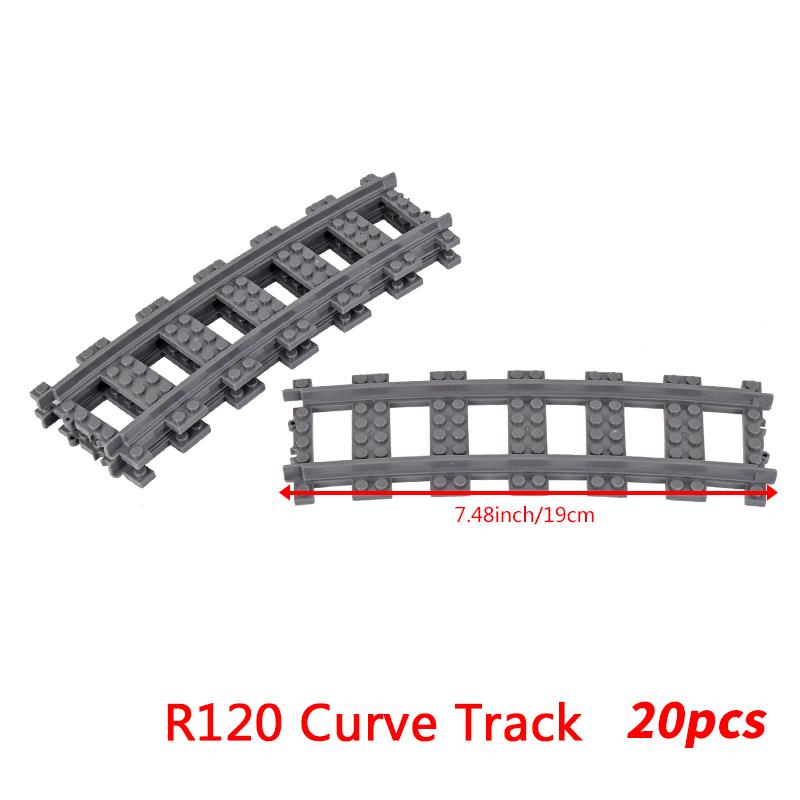 20PCS MOC City Bricks Train Flexible Construction Parts Railway Curve Track R120 Building Blocks Model Accessories Compatible