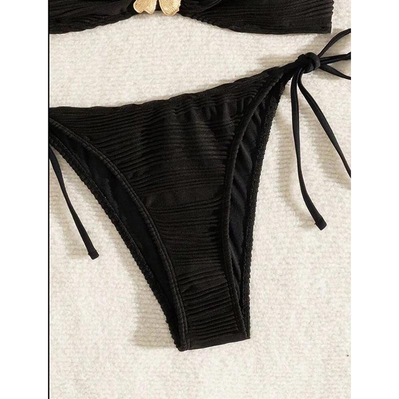 Strapless Bikini Set Women Sexy Swimsuit Two-Piece Floral Decoration Backless Female Swimwear Bathing Fashion Beachwear