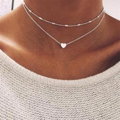 Vintage Winziges Herz Halskette für Damen KURZE Kette Herz Schlüssel Anhänger Halskette Geschenk Ethnisch Bohemian Choker Halskette