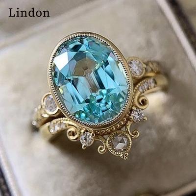 Lindon Classic Copper Alloy Zircon Ring Ladies Jewelry Wedding Promise Party Gift