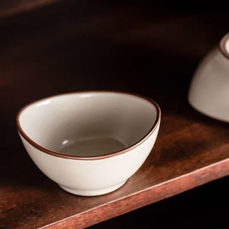 Handmade Dehua Ceramic Tea Cup - Ru Kiln Style, Yellow Glaze Personal Gongfu Tea Set for Home Brewing & Tea Ceremony
