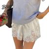 Lace Trim Shorts Women Satin Silky Patchwork Micro High-quality Polyester Blend Low Rise Boxer Lounge Slip Pajama Bottoms Petticoat