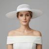 Grand Chapeau en Maille Large Bord Headdress de Mariée Mode Vintage Fascinator Chapeau Dame