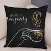 Coffee Time Cushion Cover Colorful Stacked Cup Design Polyester Bedroom Decor Throw Pillow Case