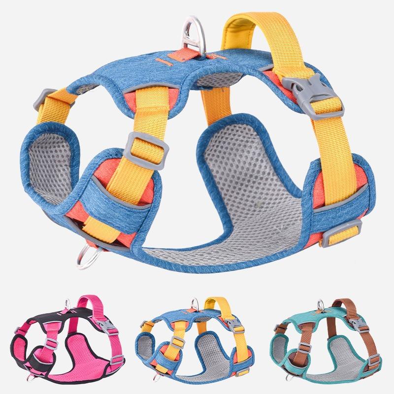 Reflective Pet Chest Strap Vest Type Contrast Color Dog Chest Strap Anti-break Free Dog Traction Chest Back