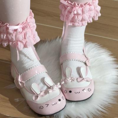 Lo Shoes Flat Single Shoes Female Sweet Cute Pink Spot Bow Big Head Kitten Jk Uniform Shoes