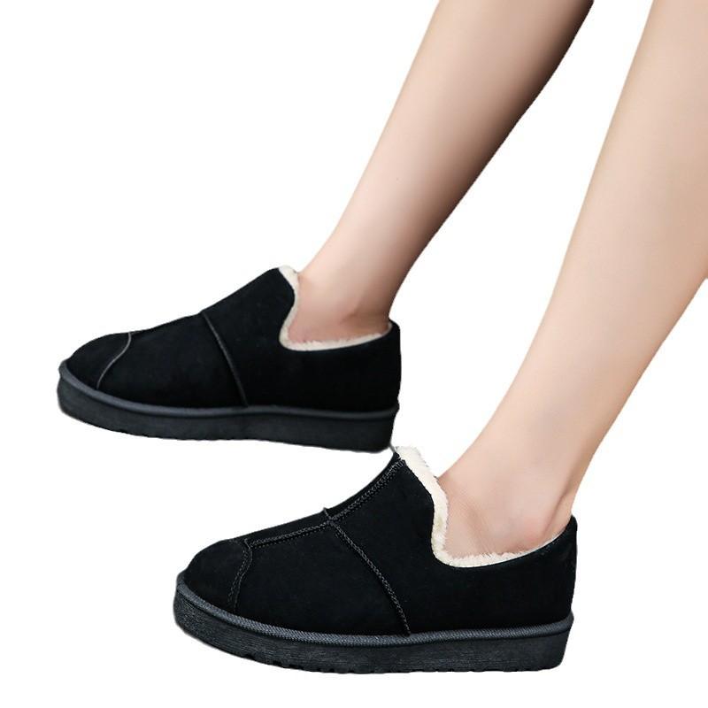 Snow Boots Women's Short Tube Thickened Cotton Shoes Non-slip Winter New Shoes Student Women's Shoes Black Boots