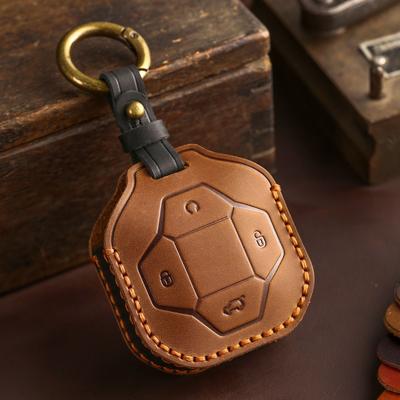Genuine Leather Key Cover for Chery Jetour Traveller 4WD PRO Retro Handmade Car Key Protector