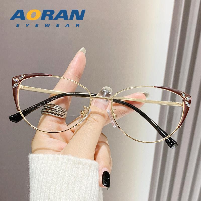 

Women s Cat Eye Influencer Trendy Rhinestone-Accented Eyeglass Frame, Prescription Ready, Anti-Blue Light Lenses.