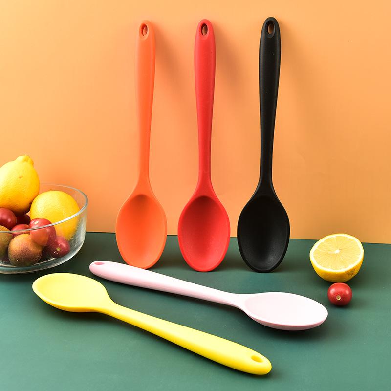 Integrated Silicone Cooking Spoon Set - Non-Stick, Multi-Purpose Rice, Seasoning, Soup, Wok, and Stir-Fry Spoons.