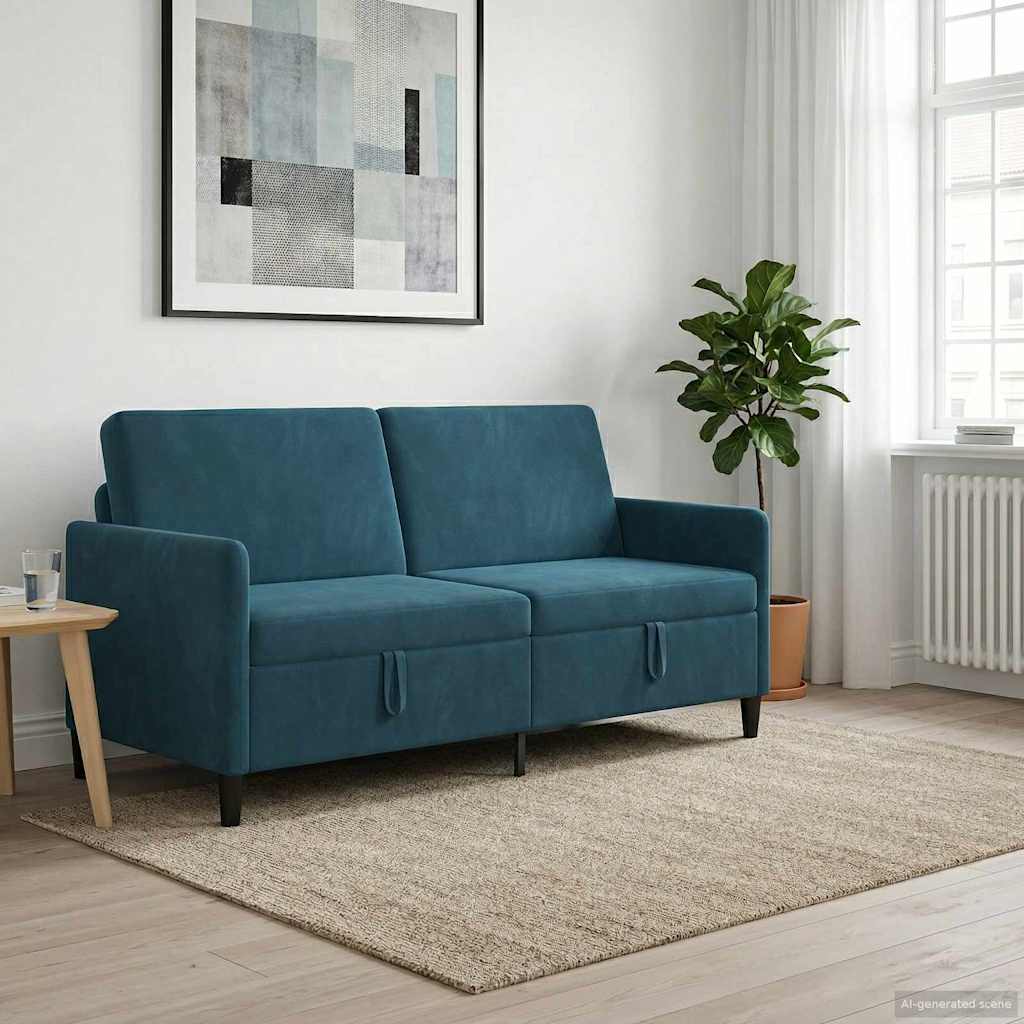 Blue Storage Sofa 172 x 78 x 87 cm Polyester