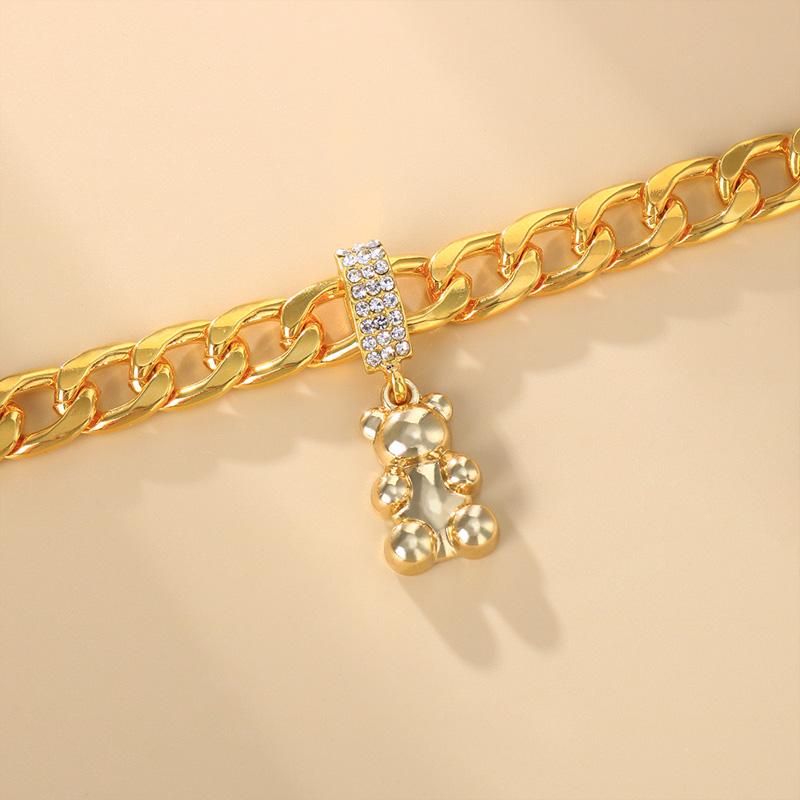 Women Beach Foot Jewerly Titanium Steel Anklet Leg Chain Metal Bear Pendant Anklet Bracelet Men Holiday Accessories
