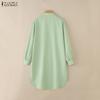 ZANZEA Women Loose Casual Round Neck Long Sleeve Solid Color Long Blouse