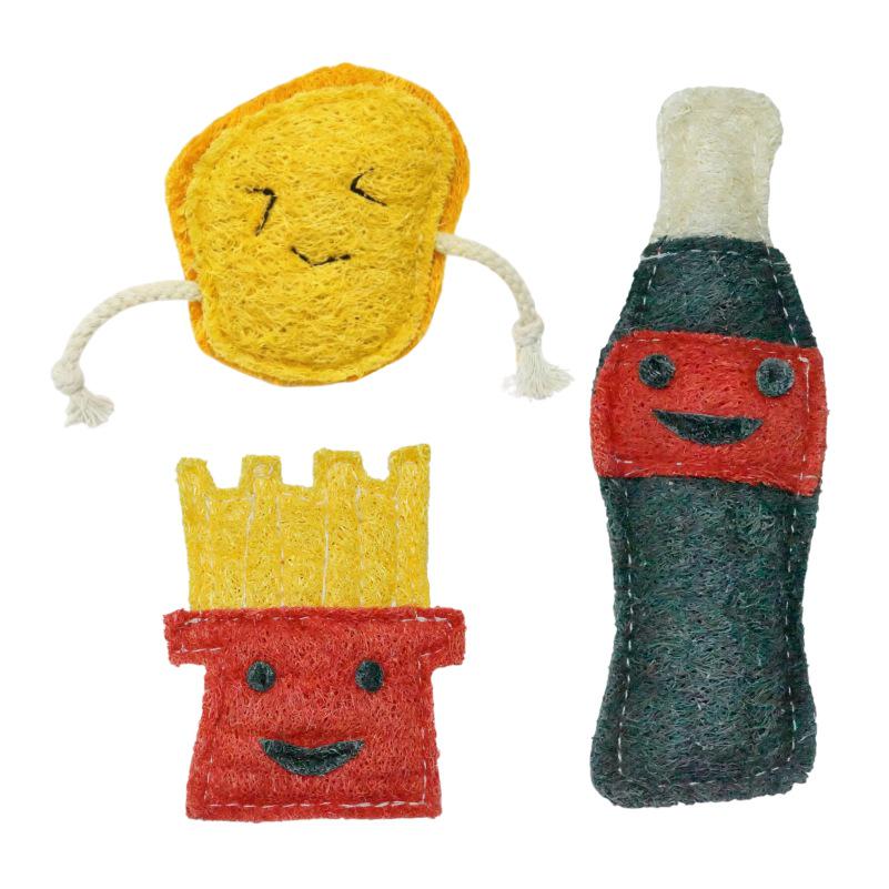 Durable Loofah Dog Chew Toy - Teeth Cleaning & Self-Entertainment for Puppies.