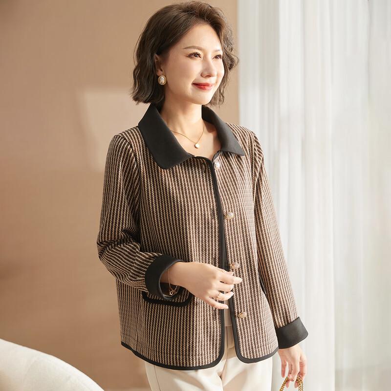Jianhu Women s Striped Long-Sleeve Lapel Top 3XL