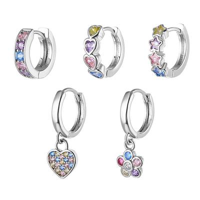 Shine Punk Stainless Steel Colorful Zircon Pendant Hoop Earrings For Women Girls Ear Jewelry Party Gifts