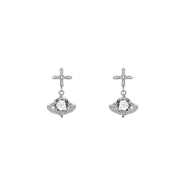 Korean Zircon Planet Stud Earrings: Versatile, Simple, and Stylish Women's Fashion Jewelry