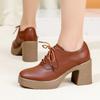 Fashion AIYUQI Women High Heels Autumn New Genuine Leather Platform Women Business Dress Shoes Lace-up British Style Office Shoes Women