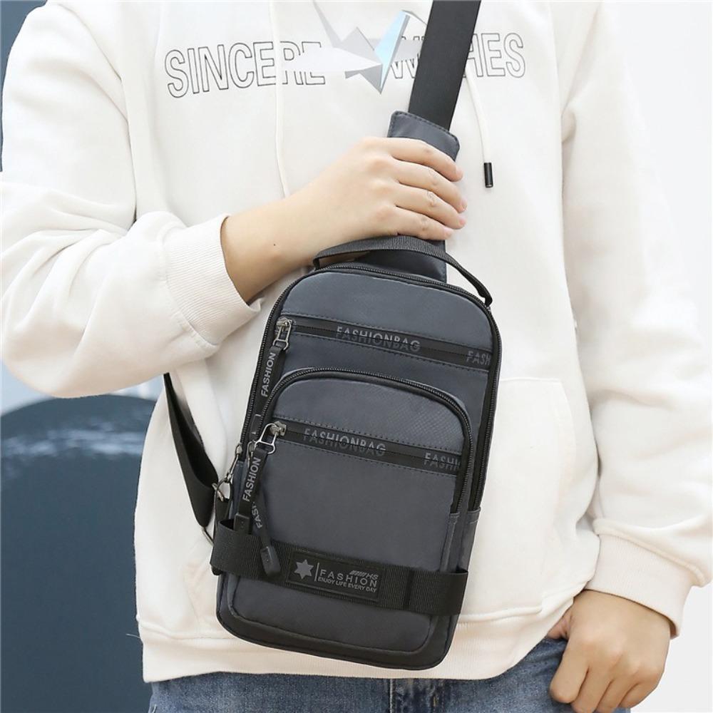 Shoulder Bag Men Chest Bag Multi Pockets Crossbody Bag Portable Sports Message Bag Running