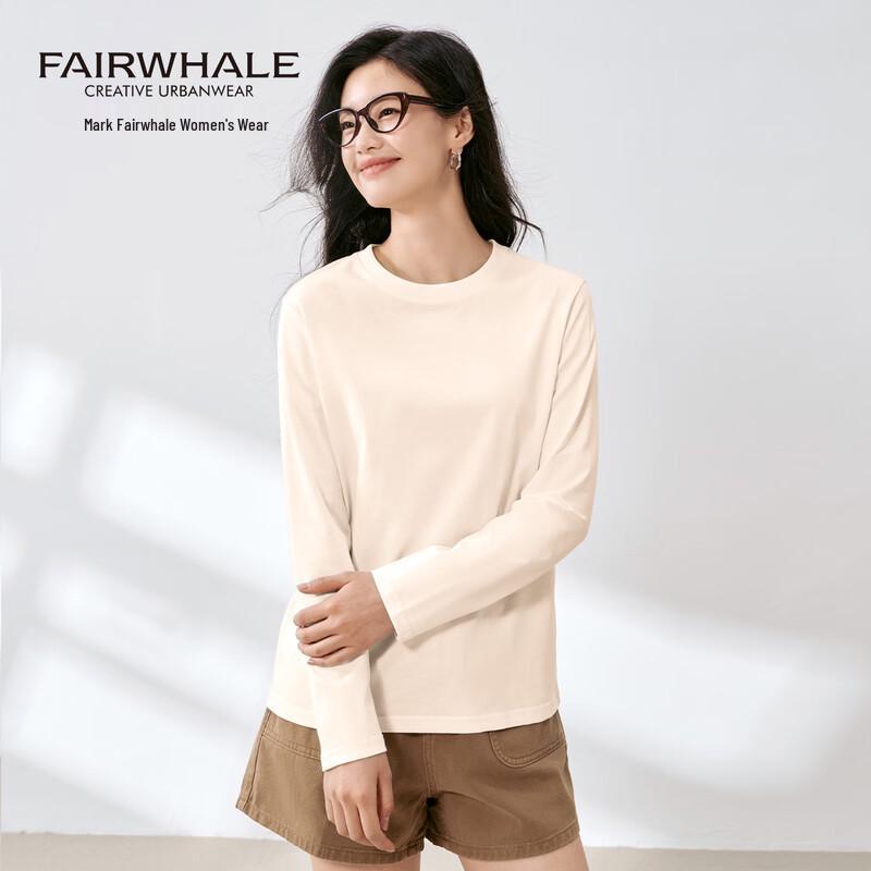 Mark Fairwhale Women s 2025 Solid Cotton Round Neck Long Sleeve T-shirt XXL