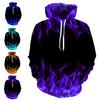 Paar Hoodie Bunt Flamme Kordelzug Frühling Herbst Digital Feuerdruck Taschen Sweatshirt