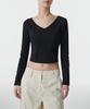 MUSINSA STANDARD WOMAN Women'S Slim Crop Reversible Neck Long Sleeve T-Shirt [Black]