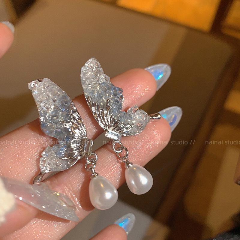 Korean-Style High-End Tassel Bow Earrings - Elegant Long Design for Women