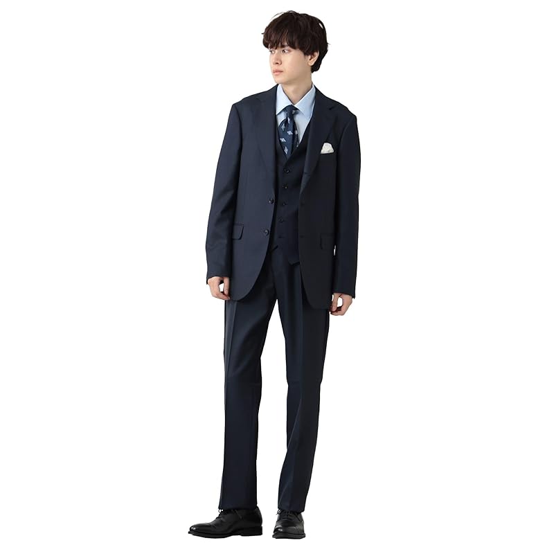 

[Beams Heart] suit 130 s glen check 3 buttons 3 piece suit men s NAVY XL