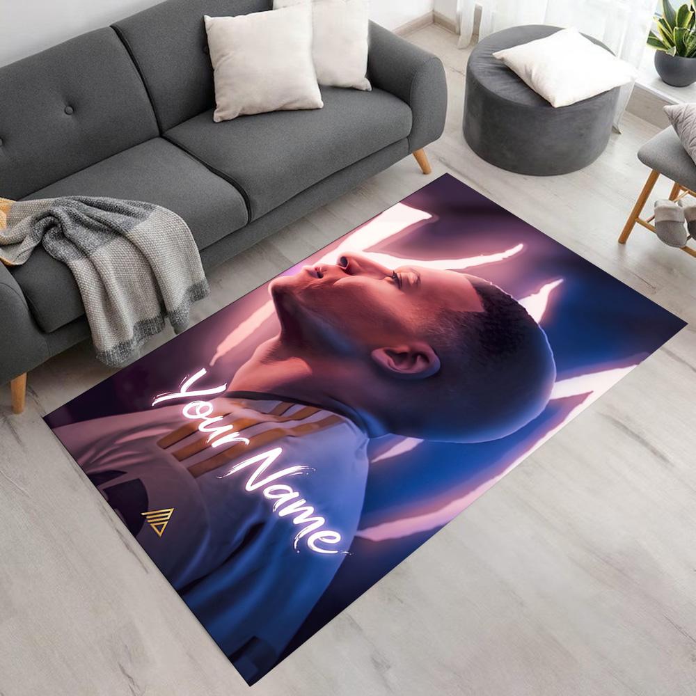 Mbappé Customize Text Carpet Perfect for Living Rooms Game Room Hallway Foyer Anti-slip Rug Office Home Decor Gift for Festivals