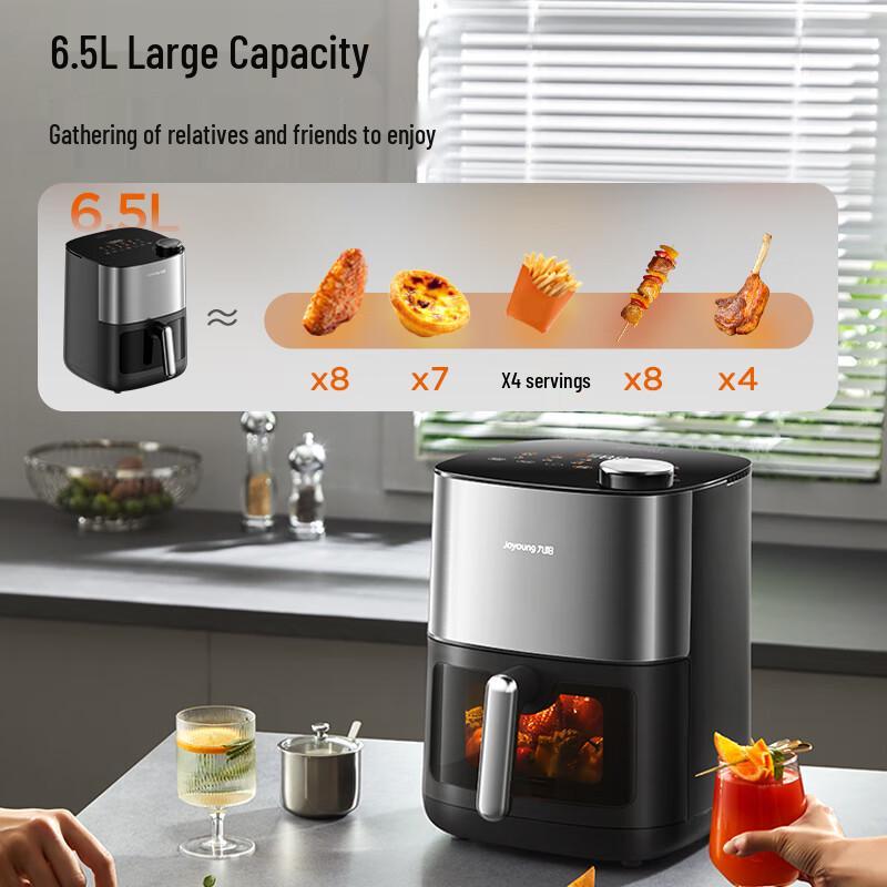Joyoung 6.5L Oil-Free Air Fryer with 3D Hydration CN plug (adapter included)