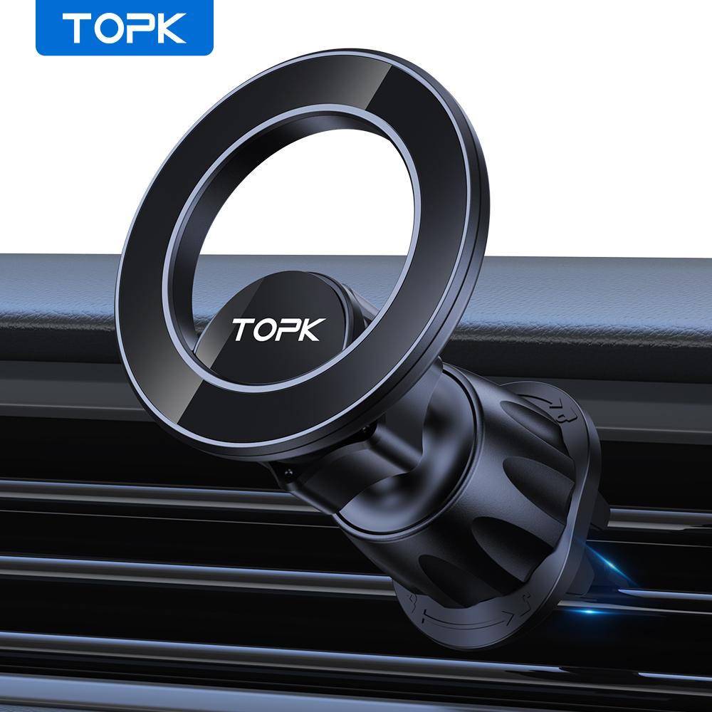 TOPK Autohandyhalter Handyhalter Auto 20 Magnete 360° drehbar Lüftungsschlitz Mag-Safe Halterung für iPhone 15 14 13 12 Pro Max