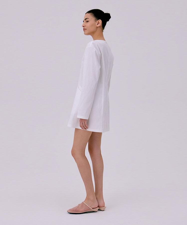 Bundercammer V-Neck Mini Dress_White