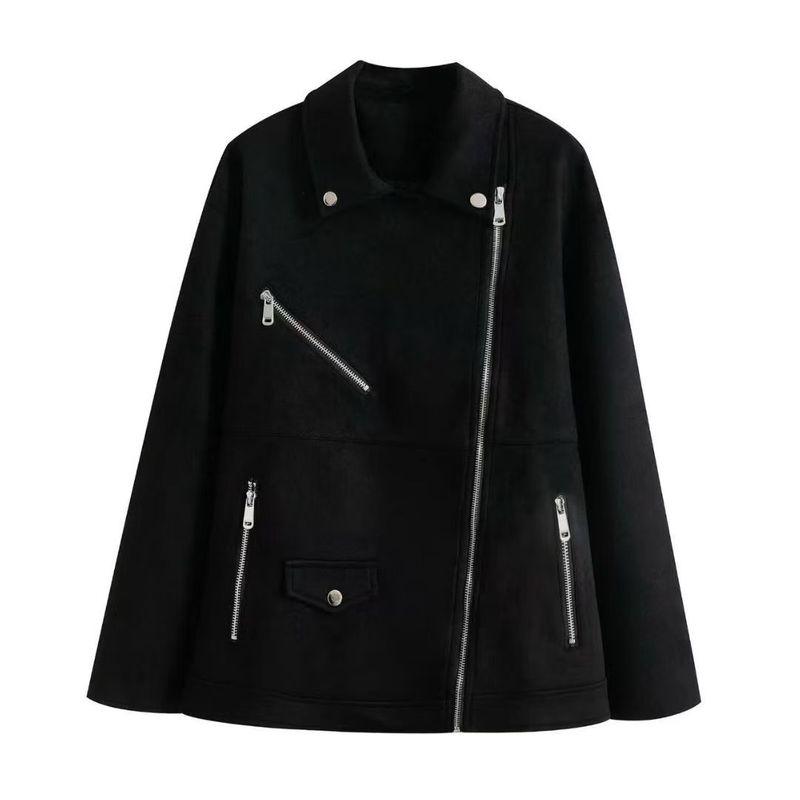 

Осень Новая Женская Одежда Мода Ветер Свободный Молния Эффект Замши Мотоциклетная Куртка 3046284 Black S