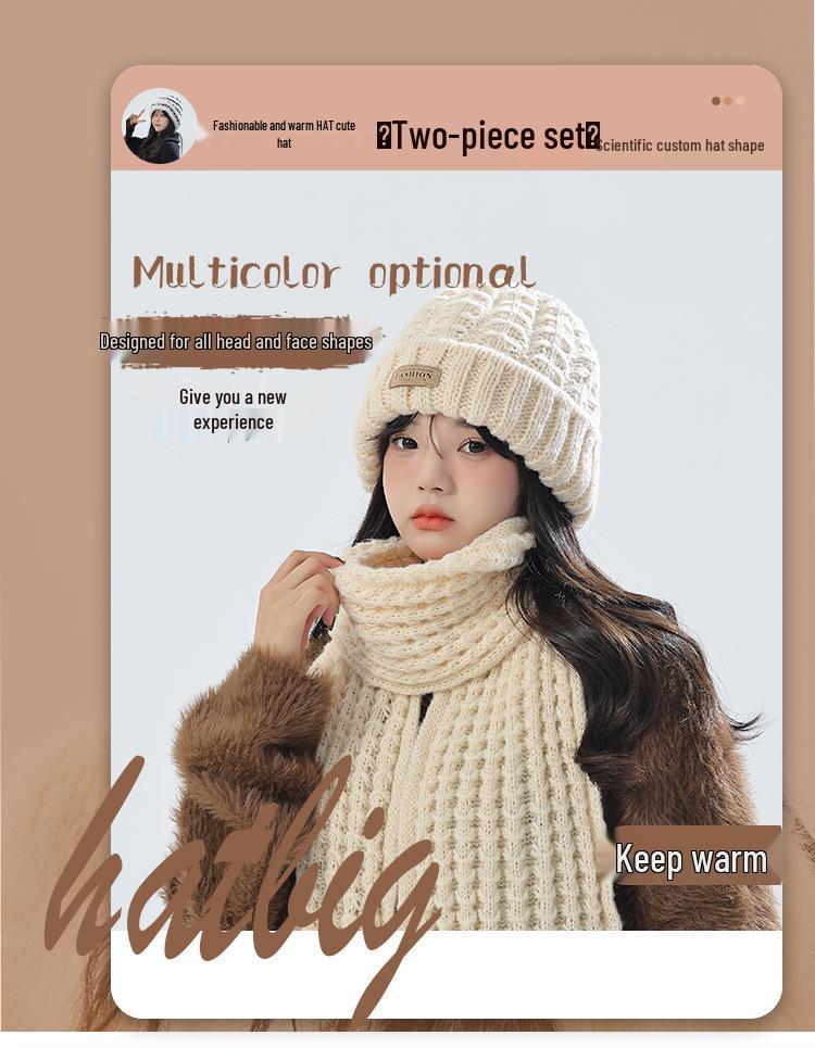 Damen Koreanischer Strickmützen- und Schal-Set – Winter Warm, Vielseitiges Design