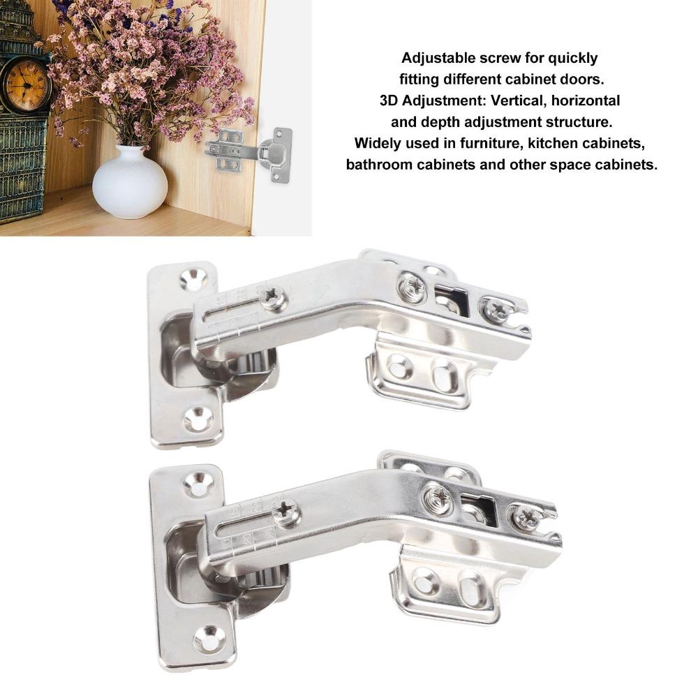 2PCS Full Overlay 135 Degree Hinge 3D Adjustable Concealed Hardware Corner Cabinet Hinge Clip-On Design Folded Door Hinge