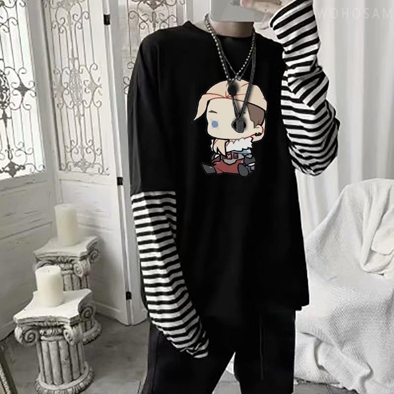 Kawaii VALORANT Sova Harajuku Long Sleeve T Shirt Men/Women Hot Games Cosplay Graphics Summer Fashion Hip Hop Fake Two Pieces Tshirt