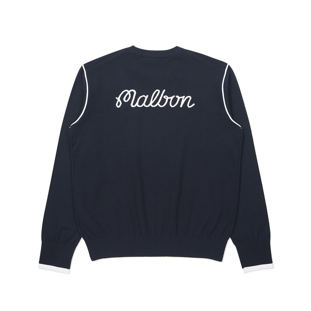 MALBON GOLF Women'S Double Knit Mix Texture Pullover Navy (Woman)